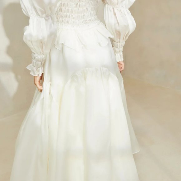 Suzette Cream Smocked Organza Dress Loeffler Randall XS - Picture 2 of 3